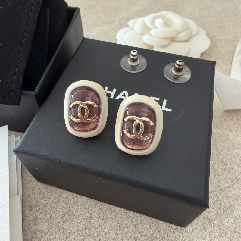 Chanel 琺瑯耳環 logo 耳環 耳針式-27