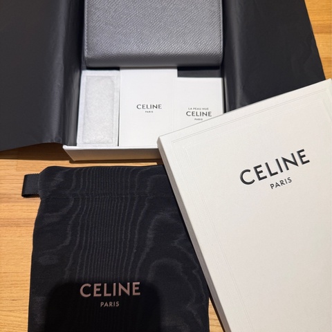 CELINE 拼色中夾卡其灰粉色