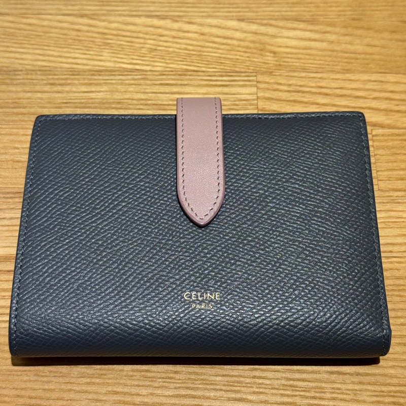 CELINE 拼色中夾卡其灰粉色-1