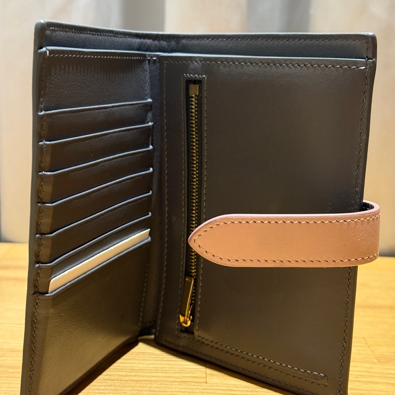 CELINE 拼色中夾卡其灰粉色-2