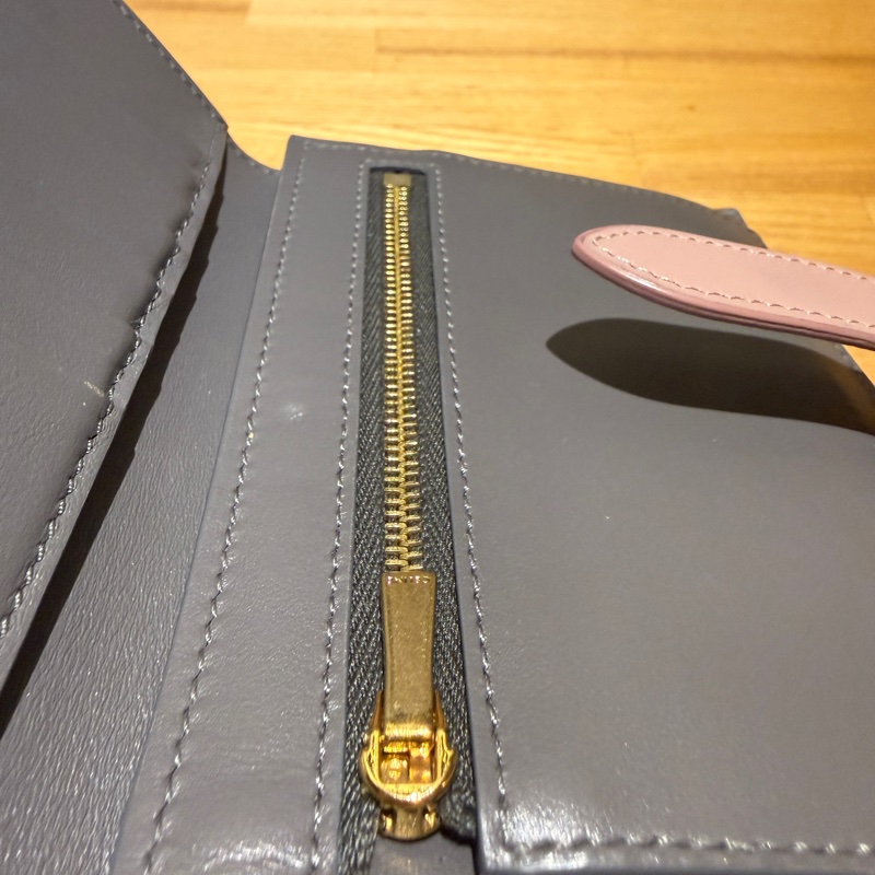 CELINE 拼色中夾卡其灰粉色-12