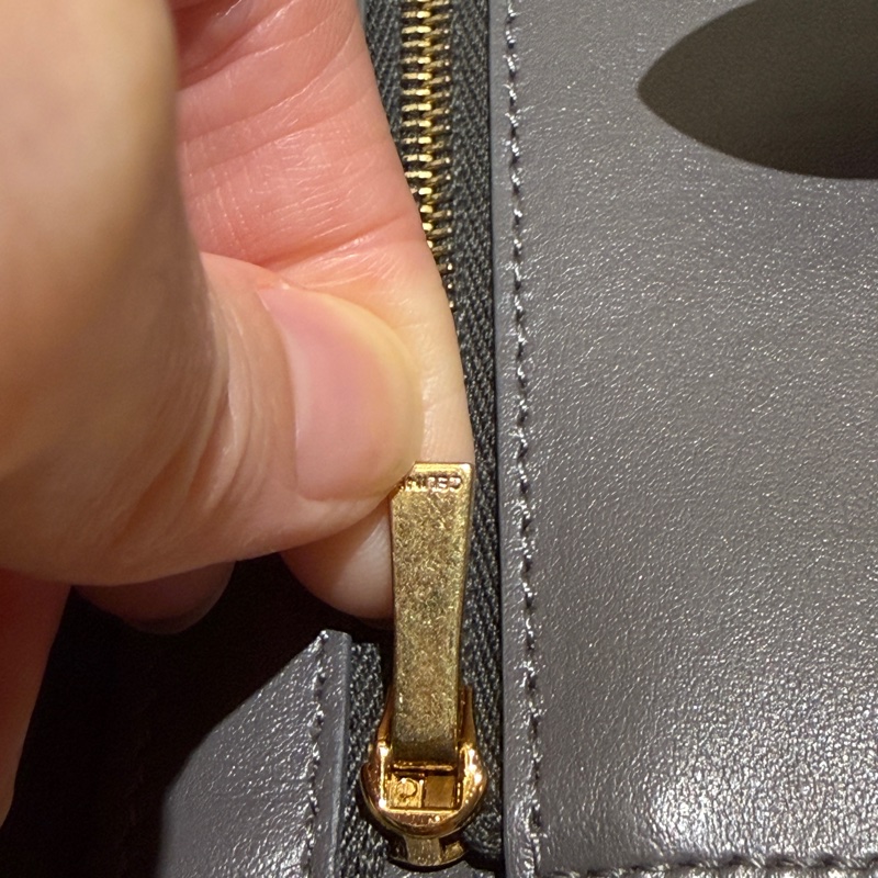 CELINE 拼色中夾卡其灰粉色-17