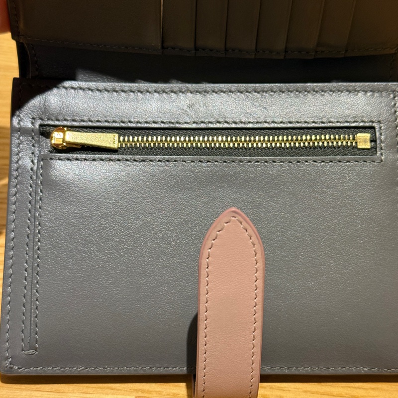 CELINE 拼色中夾卡其灰粉色-18