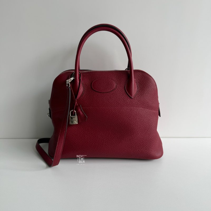 98新🫰🏻 Hermès 愛馬仕 Bolide 31 酒紅色銀釦🍷-0