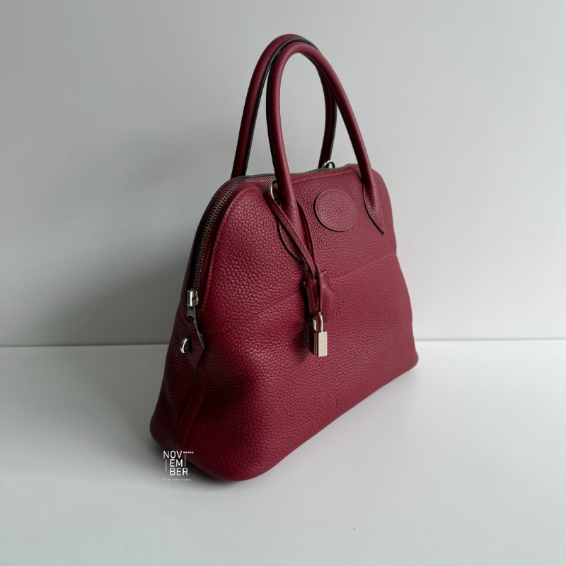 98新🫰🏻 Hermès 愛馬仕 Bolide 31 酒紅色銀釦🍷-1