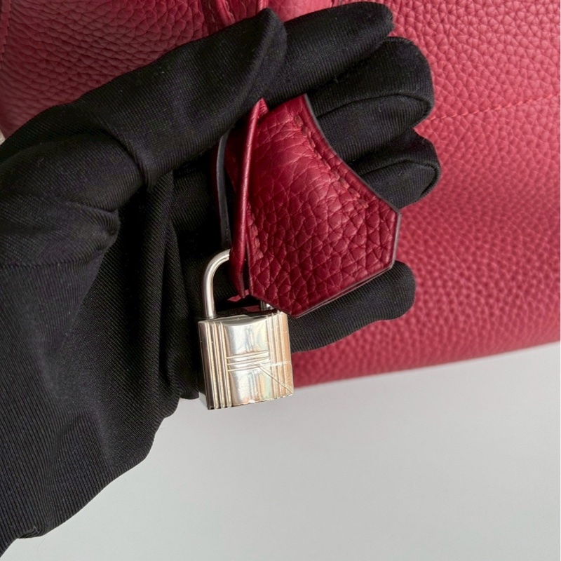 98新🫰🏻 Hermès 愛馬仕 Bolide 31 酒紅色銀釦🍷-8