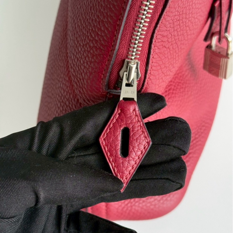 98新🫰🏻 Hermès 愛馬仕 Bolide 31 酒紅色銀釦🍷-10