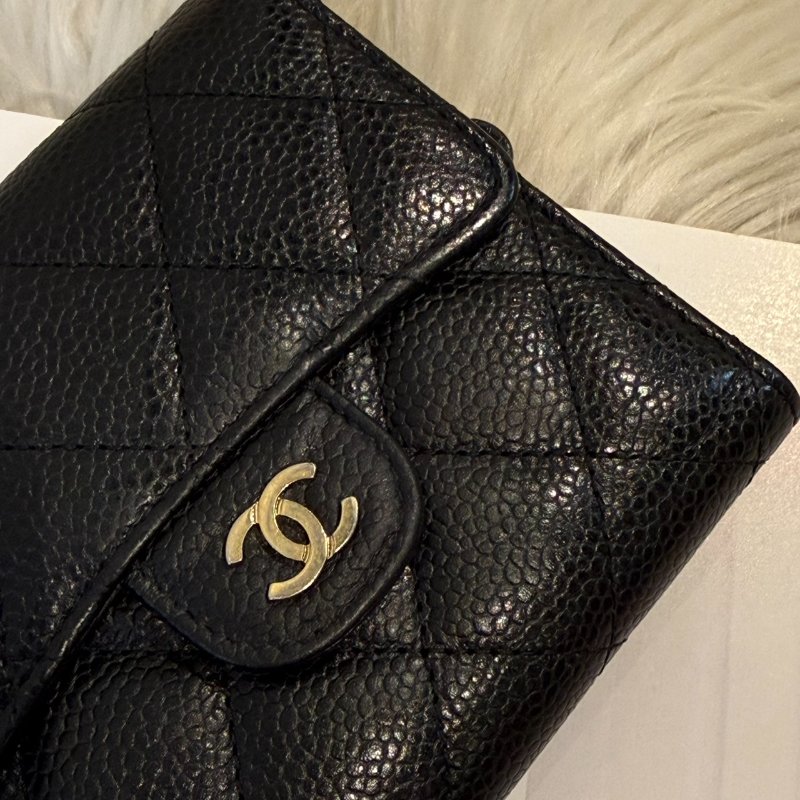 香奈兒 黑金三折短夾-1