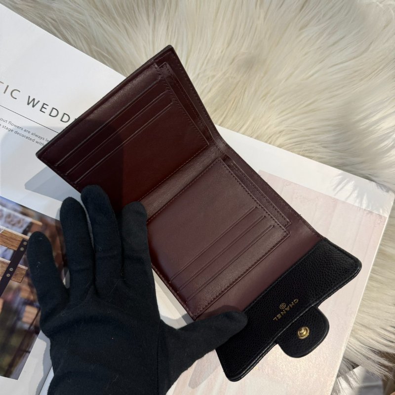 香奈兒 黑金三折短夾-3