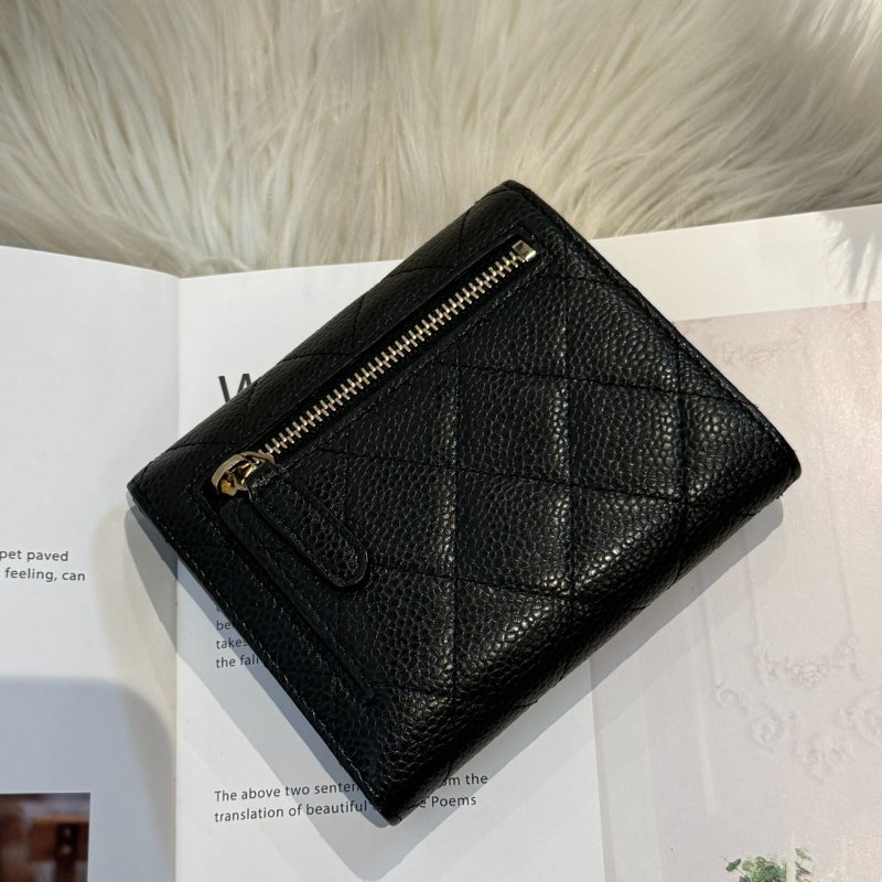 香奈兒 黑金三折短夾-9