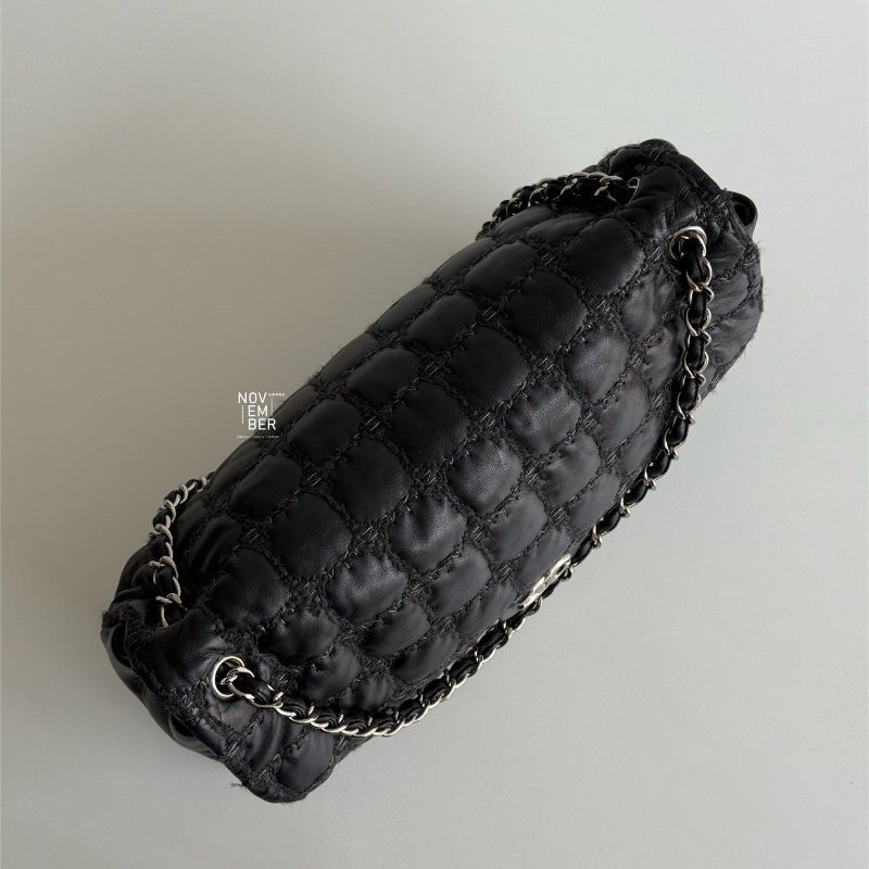 95新🖤 保卡款 Chanel 香奈兒 菱格紋黑色銀釦-2