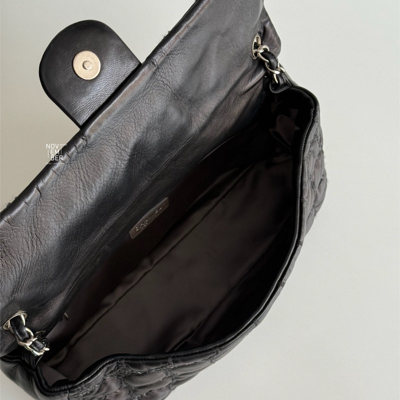 95新🖤 保卡款 Chanel 香奈兒 菱格紋黑色銀釦-3