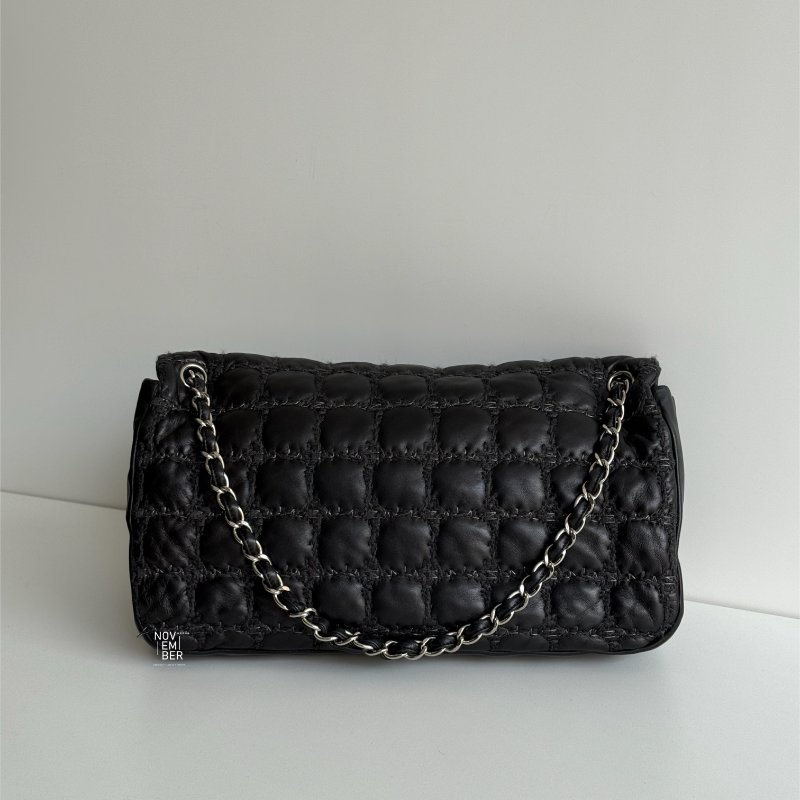 95新🖤 保卡款 Chanel 香奈兒 菱格紋黑色銀釦-5
