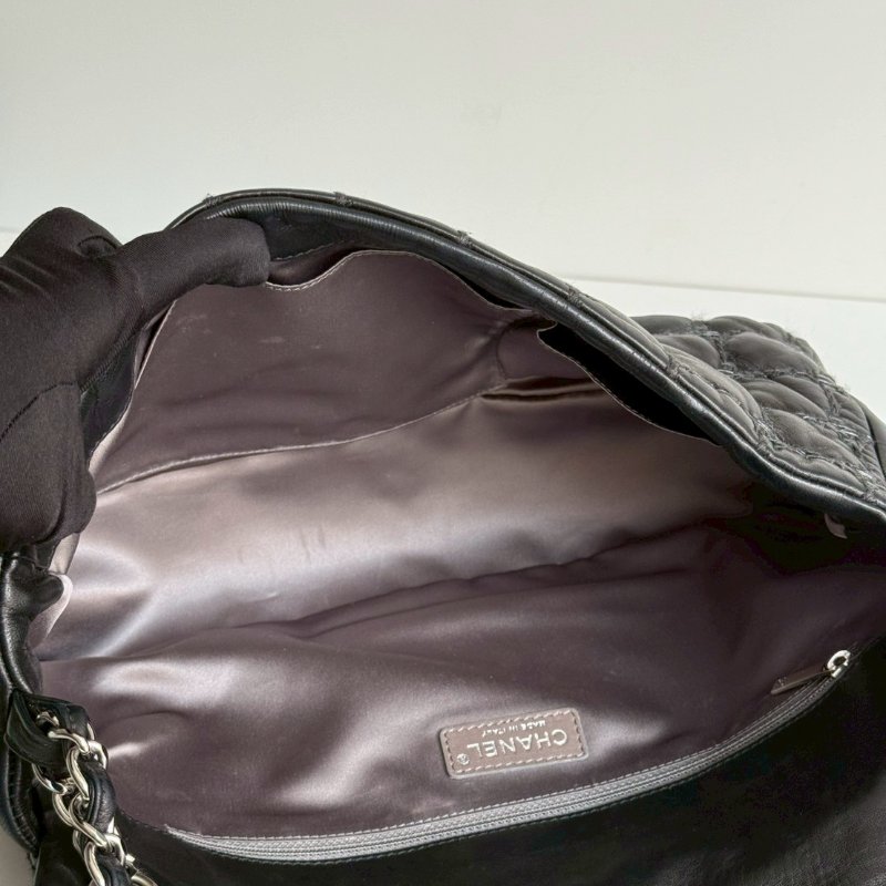 95新🖤 保卡款 Chanel 香奈兒 菱格紋黑色銀釦-11