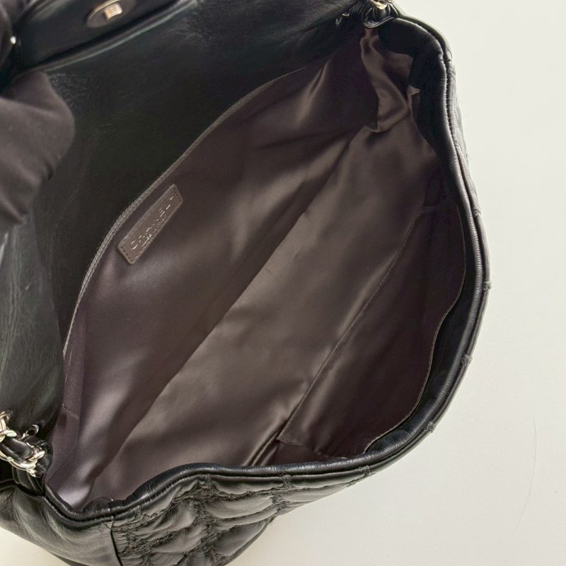 95新🖤 保卡款 Chanel 香奈兒 菱格紋黑色銀釦-13