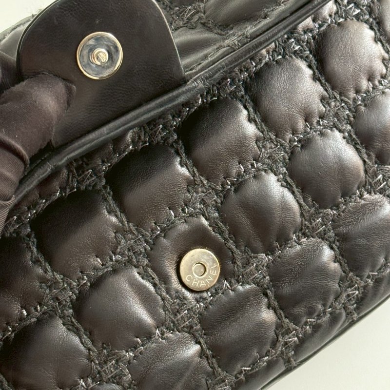 95新🖤 保卡款 Chanel 香奈兒 菱格紋黑色銀釦-14