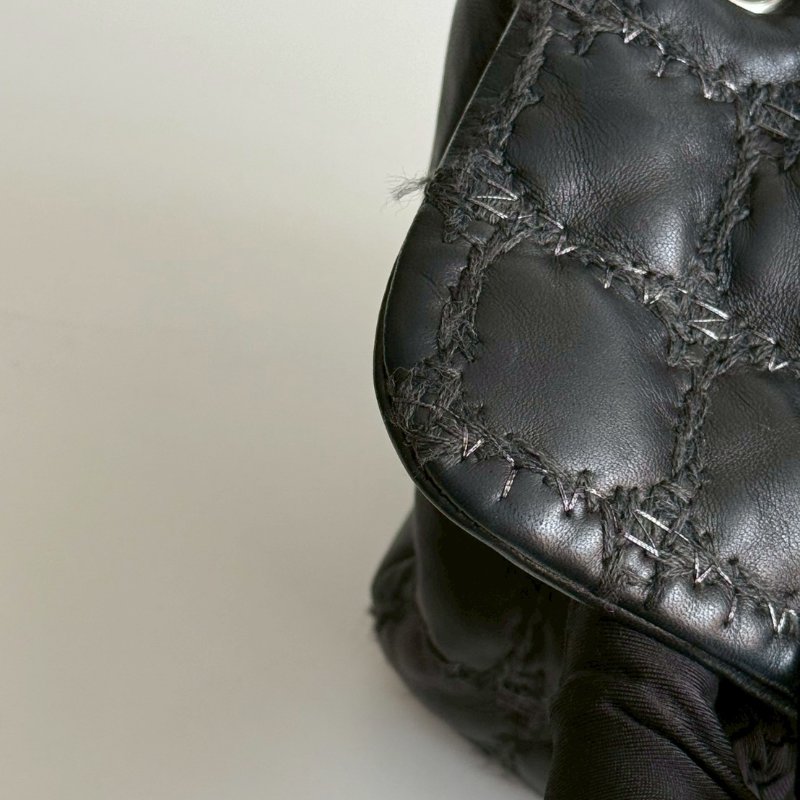 95新🖤 保卡款 Chanel 香奈兒 菱格紋黑色銀釦-15