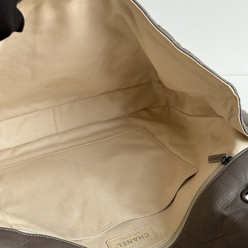95新🩶 保卡款 Chanel 香奈兒 2.55機場包 灰色銀釦-9