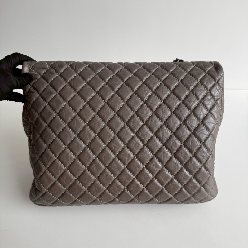 95新🩶 保卡款 Chanel 香奈兒 2.55機場包 灰色銀釦-13