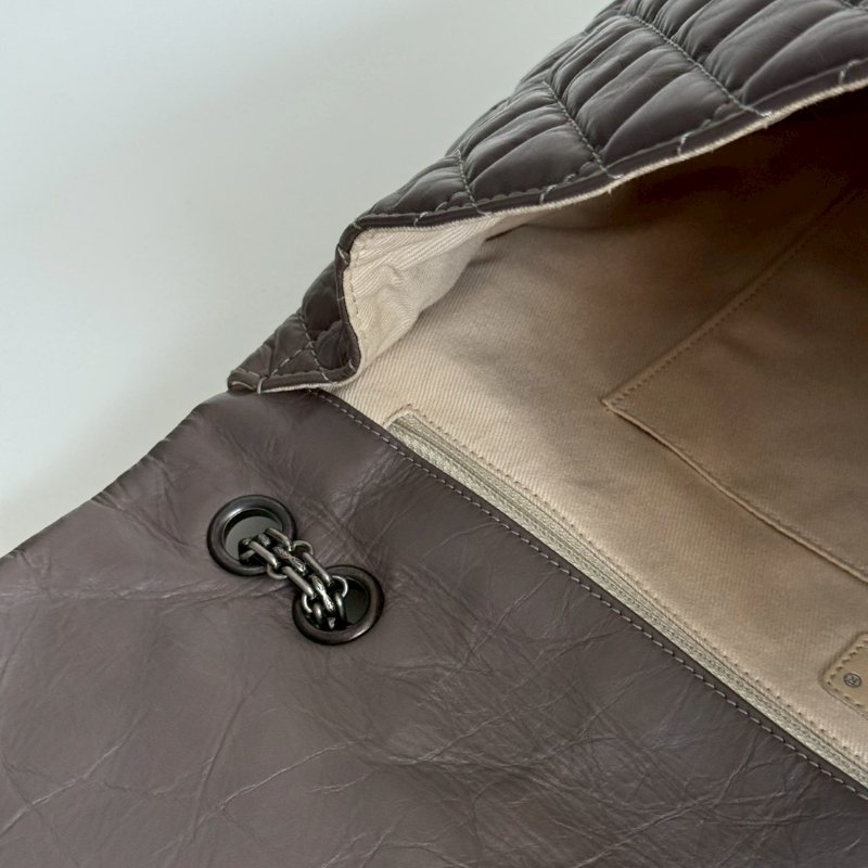 95新🩶 保卡款 Chanel 香奈兒 2.55機場包 灰色銀釦-14