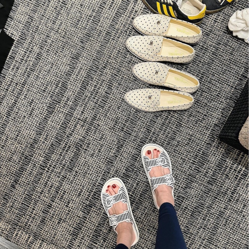 Chanel 經典涼鞋/黑白條紋 魔鬼氈 ⭐️全新-9