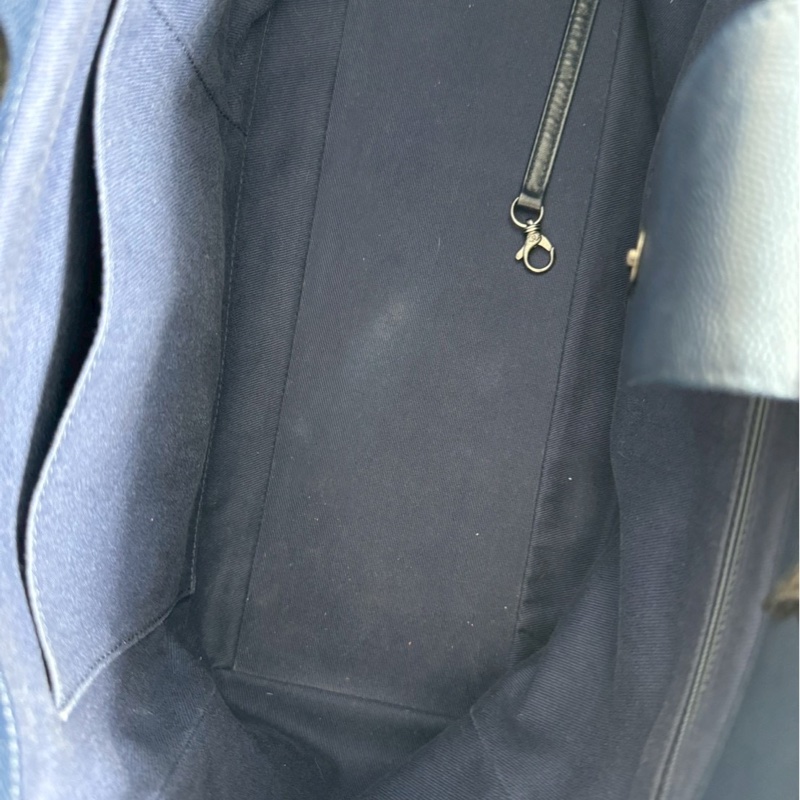 95新💙 保卡款 Chanel 香奈兒 托特包深藍色銀釦-13