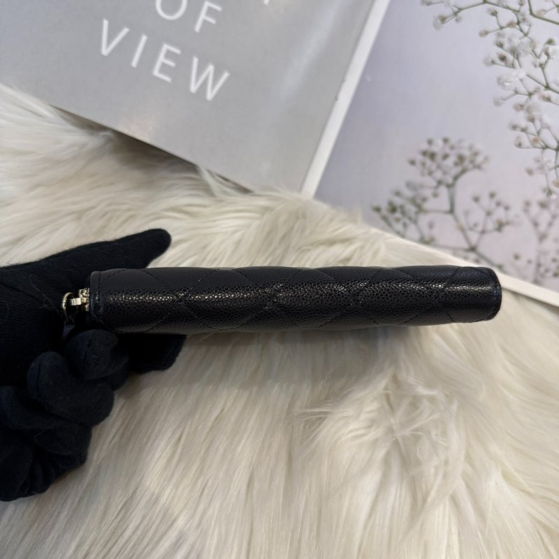 全新 香奈兒黑淡金拉鍊中夾-4