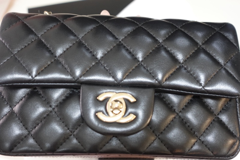 Chanel CF20 口蓋包大Mini 羊皮黑淡金扣 晶片款大全配98新-9