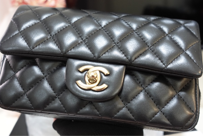 Chanel CF20 口蓋包大Mini 羊皮黑淡金扣 晶片款大全配98新-11