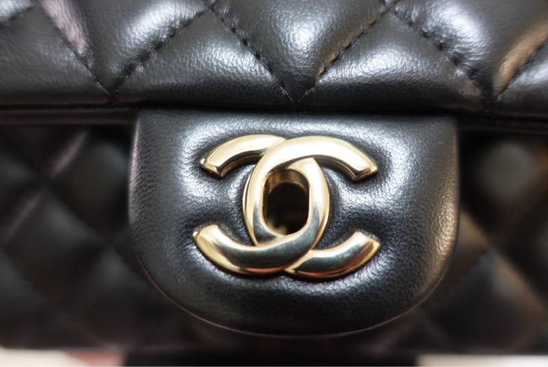 Chanel CF20 口蓋包大Mini 羊皮黑淡金扣 晶片款大全配98新-12