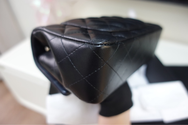 Chanel CF20 口蓋包大Mini 羊皮黑淡金扣 晶片款大全配98新-17