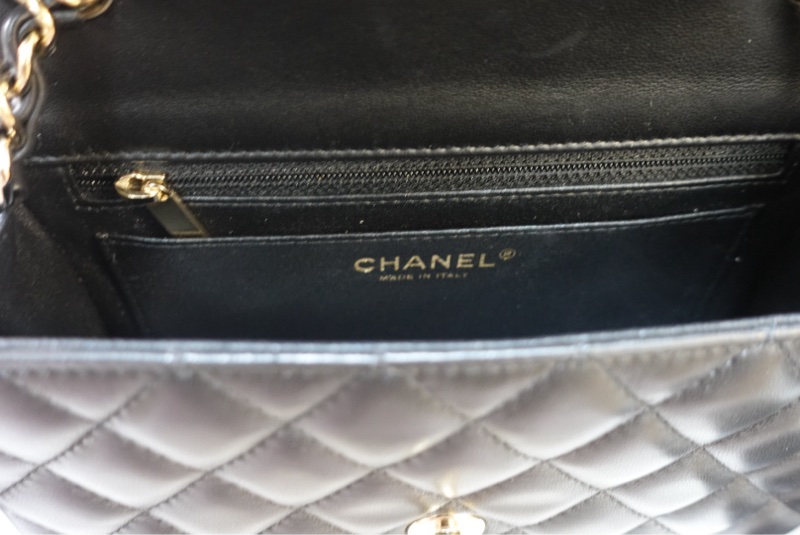 Chanel CF20 口蓋包大Mini 羊皮黑淡金扣 晶片款大全配98新-20
