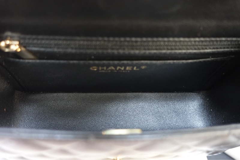 Chanel CF20 口蓋包大Mini 羊皮黑淡金扣 晶片款大全配98新-21