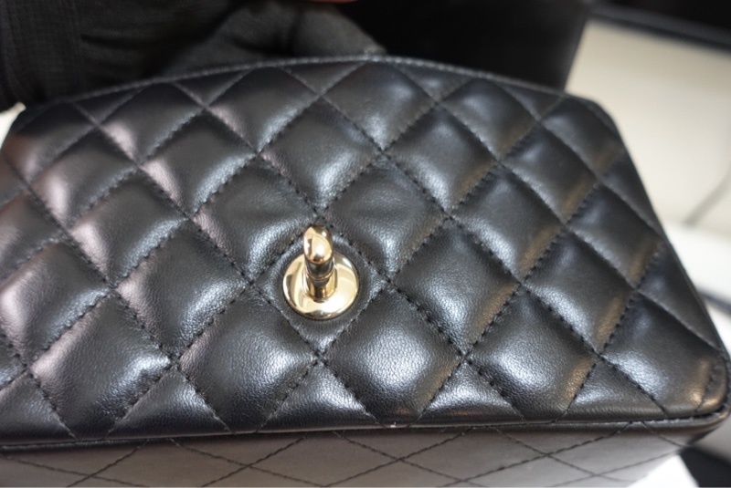 Chanel CF20 口蓋包大Mini 羊皮黑淡金扣 晶片款大全配98新-22