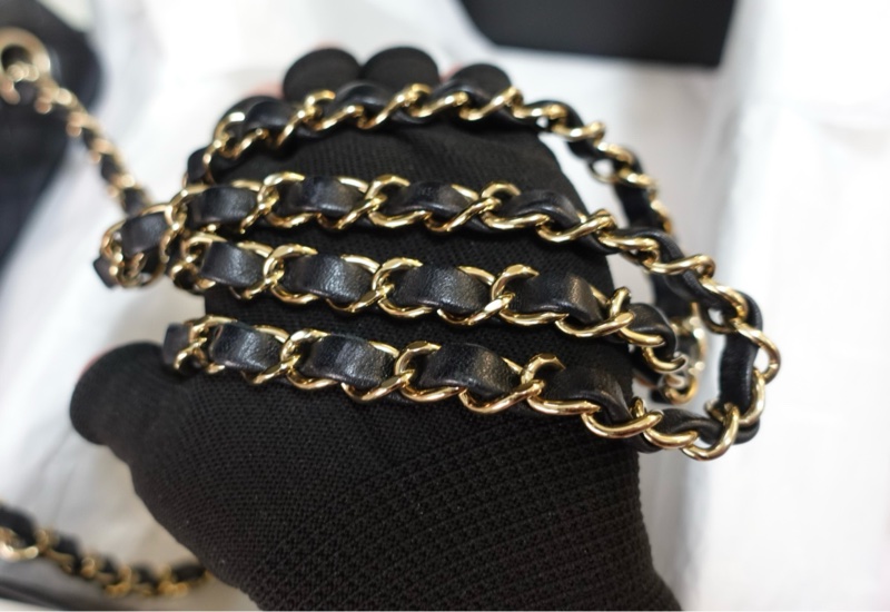 Chanel CF20 口蓋包大Mini 羊皮黑淡金扣 晶片款大全配98新-25