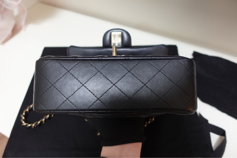 Chanel CF20 口蓋包大Mini 羊皮黑淡金扣 晶片款大全配 二手98新（專櫃價185600）-7