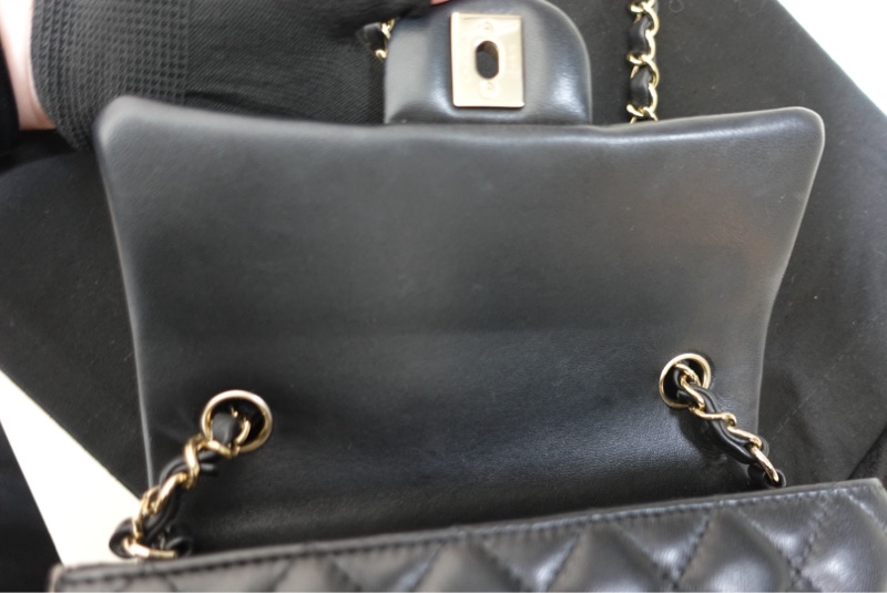 Chanel CF20 口蓋包大Mini 羊皮黑淡金扣 晶片款大全配 二手98新（專櫃價185600）-11