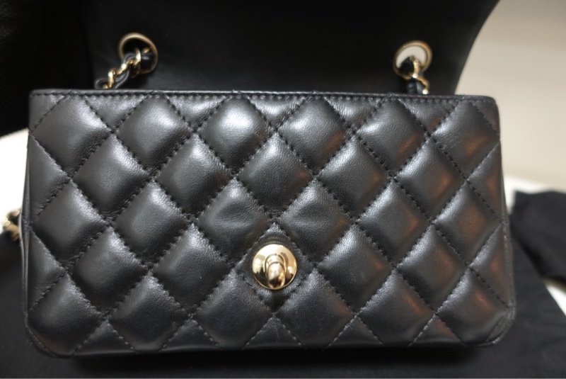 Chanel CF20 口蓋包大Mini 羊皮黑淡金扣 晶片款大全配 二手98新（專櫃價185600）-12