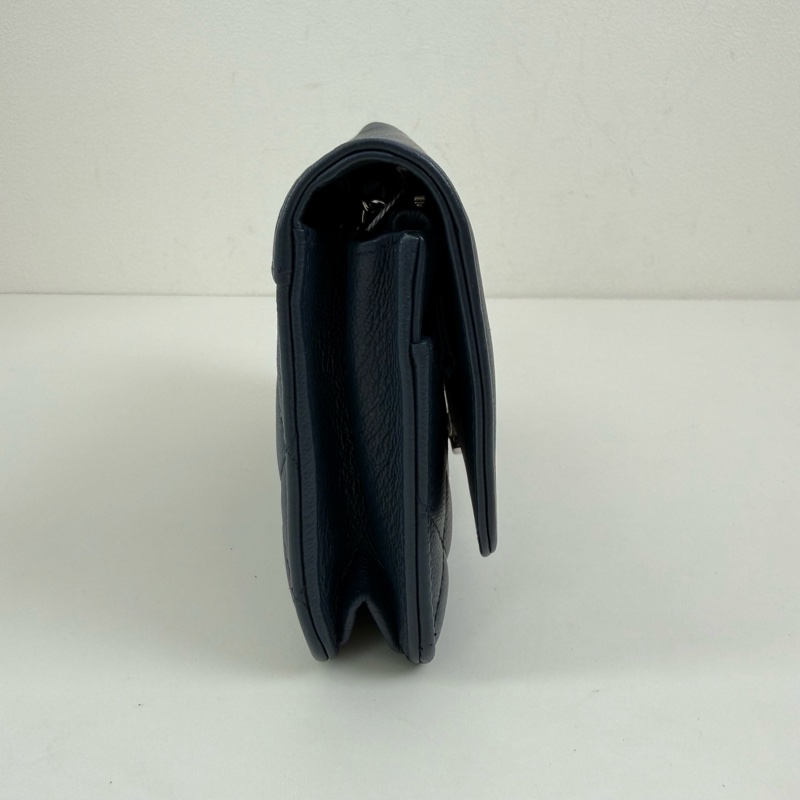 CHANEL/香奈兒 藍色菱格拼接單肩包 銀扣 尺寸:19*12cm-3