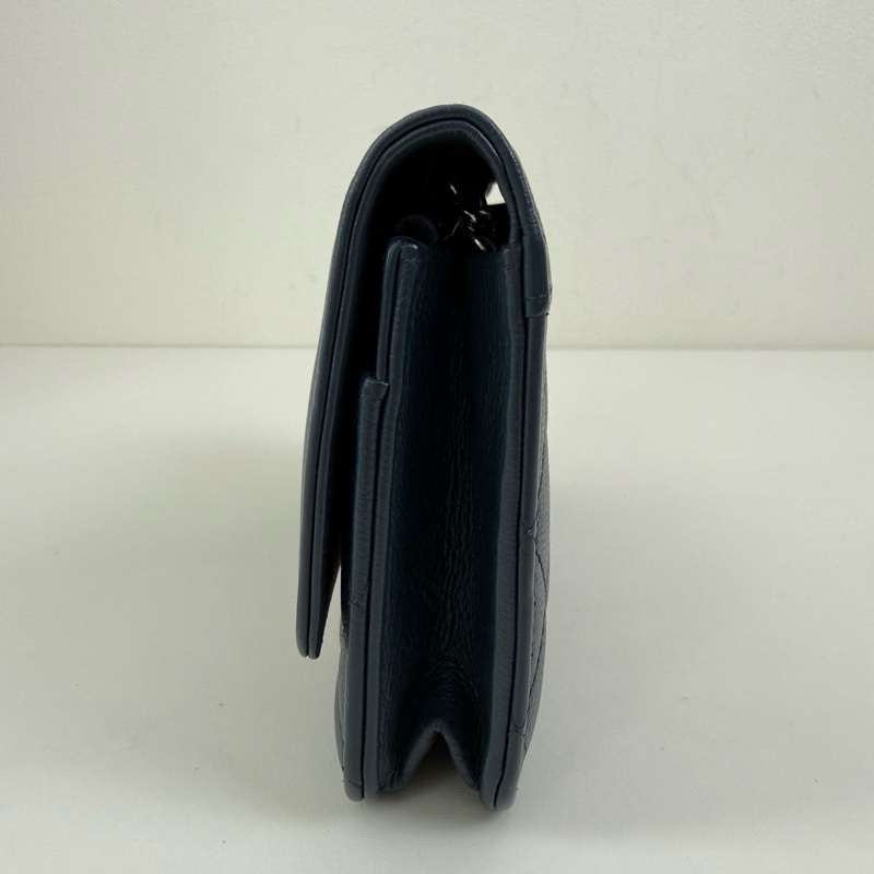 CHANEL/香奈兒 藍色菱格拼接單肩包 銀扣 尺寸:19*12cm-4