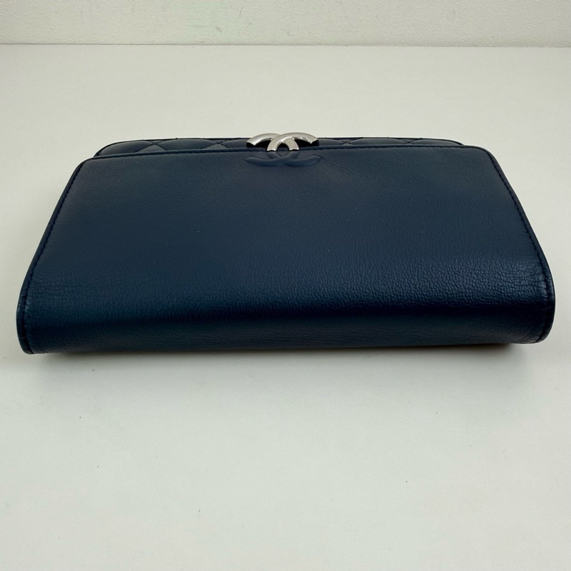 CHANEL/香奈兒 藍色菱格拼接單肩包 銀扣 尺寸:19*12cm-6