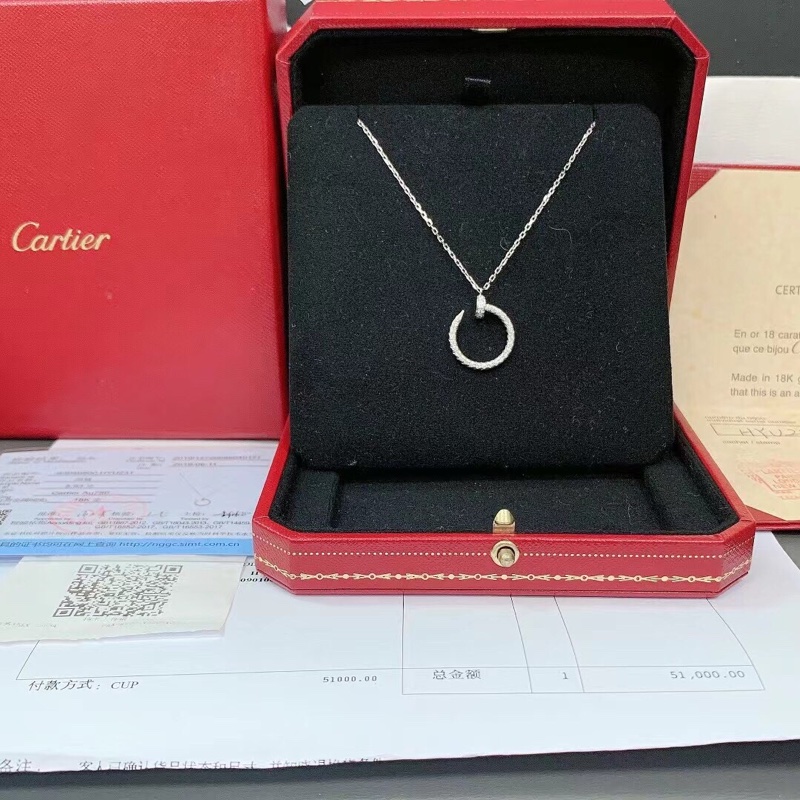 Cartier卡地亞Love釘子白金滿鑽項鍊，2019年購入-0