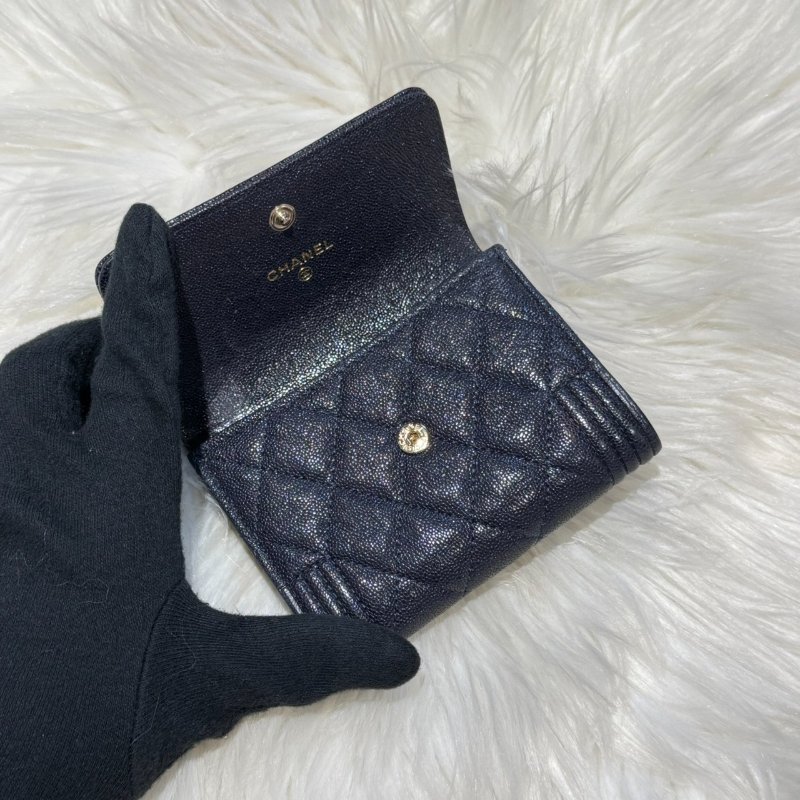 香奈兒 boy卡包金釦深藍-2