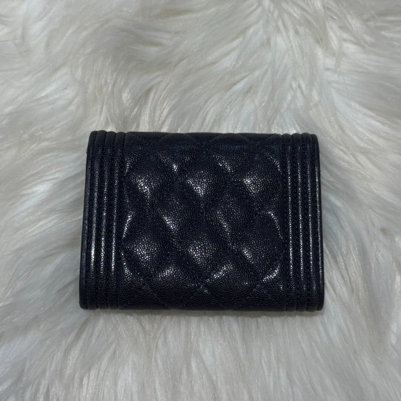 香奈兒 boy卡包金釦深藍-5