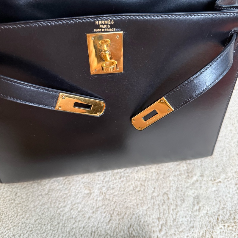 愛馬仕凱莉包 Kelly 28 黑金 box 配件全-9