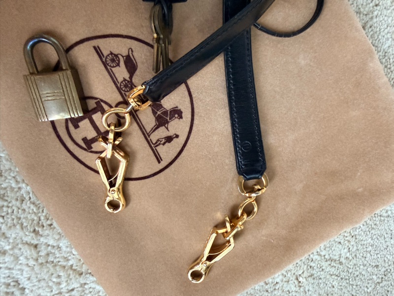 愛馬仕凱莉包 Kelly 28 黑金 box 配件全-11