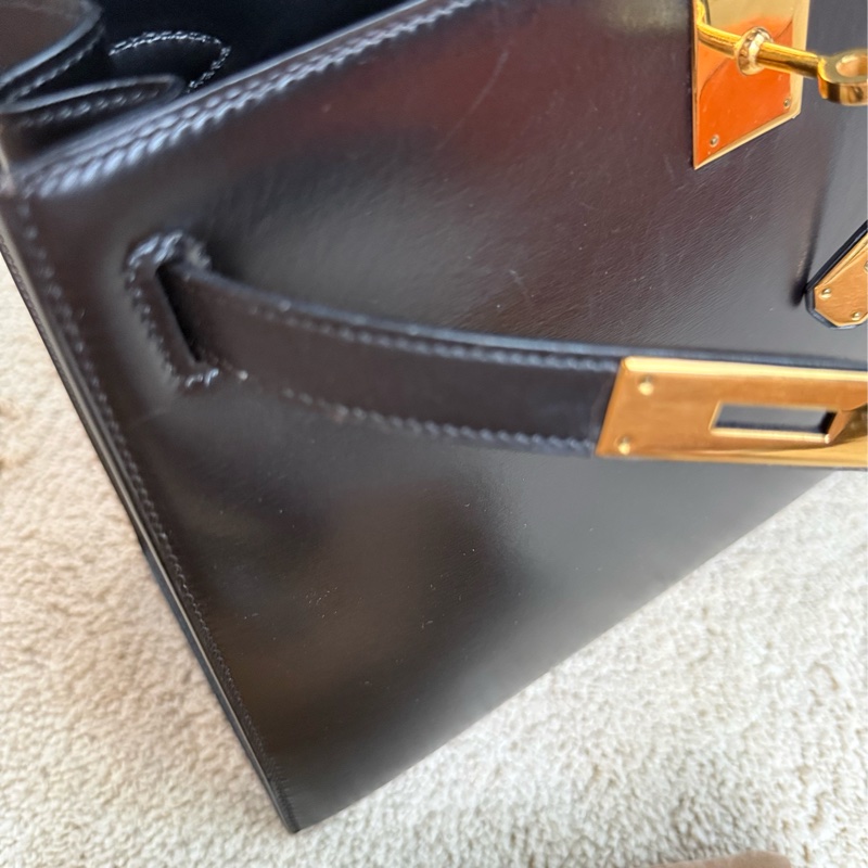 愛馬仕凱莉包 Kelly 28 黑金 box 配件全-15