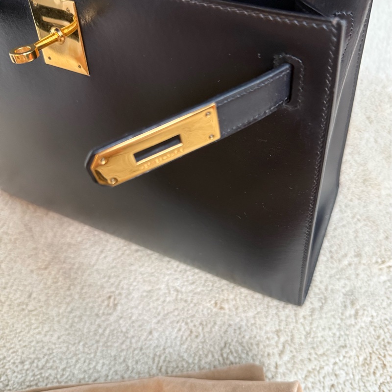 愛馬仕凱莉包 Kelly 28 黑金 box 配件全-17