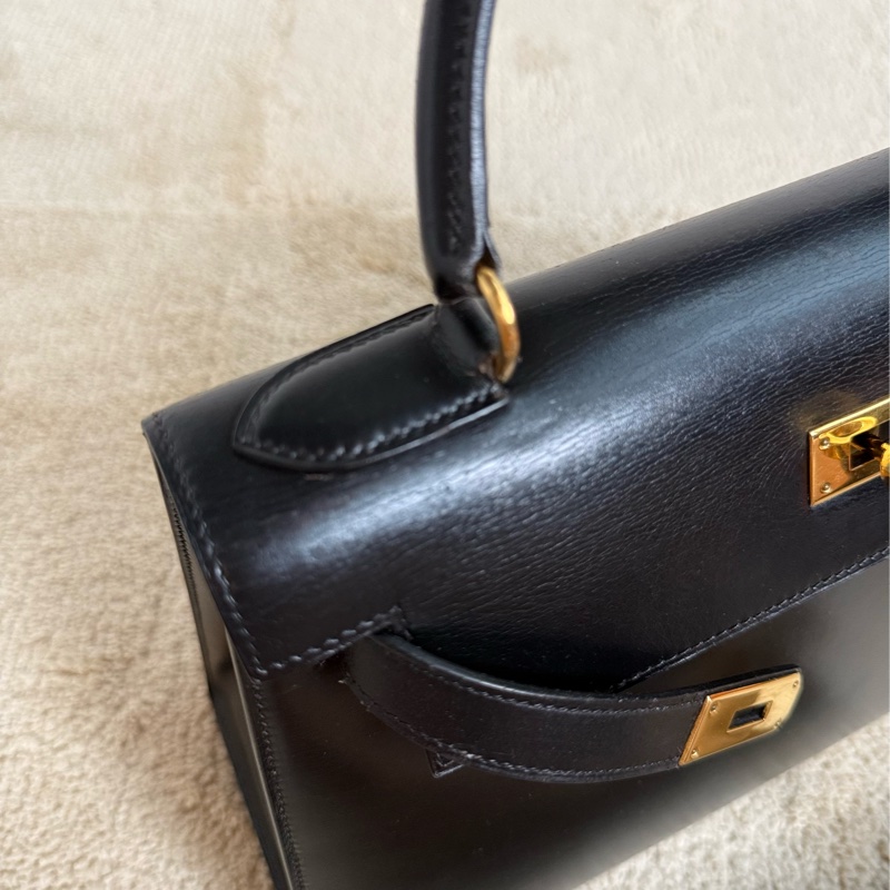 愛馬仕凱莉包 Kelly 28 黑金 box 配件全-24