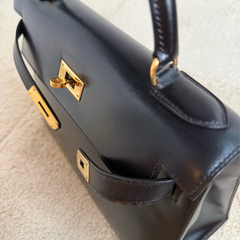 愛馬仕凱莉包 Kelly 28 黑金 box 配件全-25